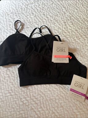 NWT Athleta Girl Bundle of Two Day to Day Seamless Black Bras Size L/12